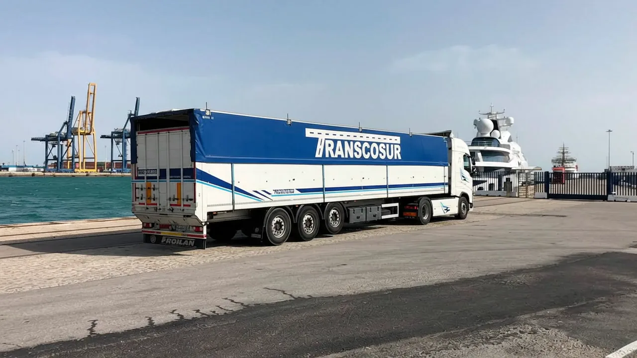 Semirremolque de Transcosur en un puerto